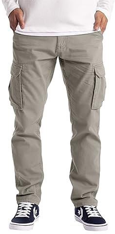 westAce Mens Cargo Trousers Work Wear Combat Safety Cargo 6 Pocket Full Pants Size 32-44 (44W / 30L, Stone)