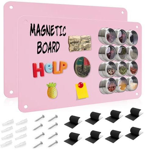Raweao Tablero Magnetico Infantil, Pizarra Metal Magnetica Pared para Pegar Imanes, Placa Magnetica Pequeña para Poner Imanes Adecuado para Dormitorio, Oficina, Cocina 30x43.5x0.08cm