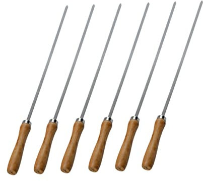 Supvox Grillstäbchen 6st Schaschlikspieße Rostfreier Stahl Grillschild Rundes Schild Obst Hölzern Grillwerkzeuge