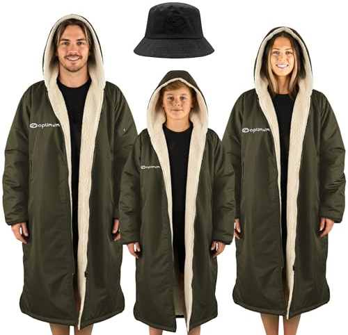 Optimum Drywrap Langarm-Dry-Windschutz, Wasserdichte, Übergroße Ponchojacke - Schwimmen, Surfen, Wassersport - Jugendgröße, Khaki