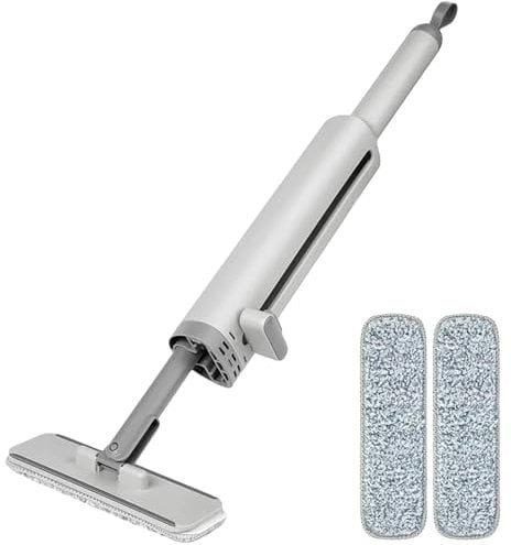 fregona portátil autoapretable, fregona giratoria 3 en 1 con cepillo para grietas y 2 almohadillas de microfibra reutilizables, fuerte y absorbente pequeña fregona de limpieza para ventana,