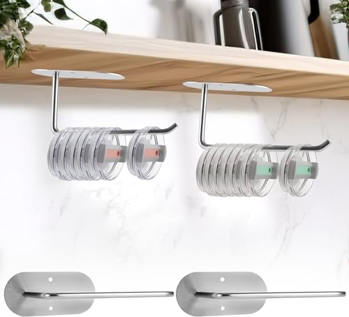 2pcs Organisateur de Couvercle de Gobelet, Horizontal Tumbler Lid Organizer Gain de Place Support de Couvercle de Tasse Autocollant Ou Perçage Empileur de Couvercle Gobelet pour Yeti Stanley