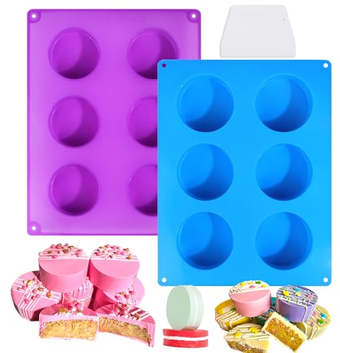 XANGNIER Juego de moldes de silicona para pasteles, molde plano cubierto de chocolate para galletas Oreo, dulces, postres de chocolate, 2 moldes de silicona y 1 raspador