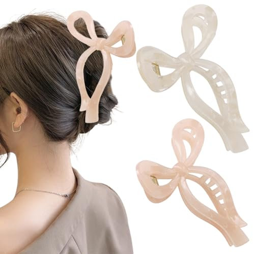 2 Pezzi Farfalla Mollette per Capelli Sottili, Fermaglio per Donna Elegante - Capelli Donna Grande Antiscivolo Pinze per Capelli Ragazze Capelli Spessi
