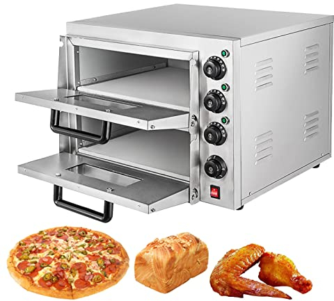 LoJax Horno Eléctrico Multiusos 36L Cajón De Pizza Comercial De Dos Pisos Horno Tostador Encimera Horno Tostador De Acero Inoxidable Horno Tostador