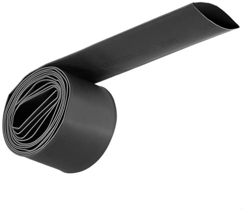 Unifizz Guaina termorestringente, diametro 30 mm, larghezza piatta 50 mm, rapporto 2:1, guaina termorestringente, 2 m, colore nero