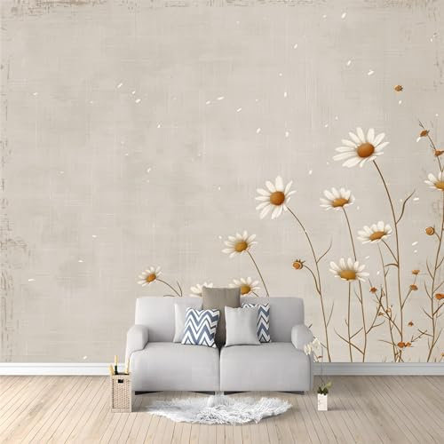 Fototapete 400 x 280 cm Moderne Wandtapete für Schlafzimmer und Wohnzimmer - Vlies Tapeten mit UV-Beständigkeit und Geruchsfreiheit - Wandbild mit Gänseblümchen für Kinderzimmer Jungen und Mädchen