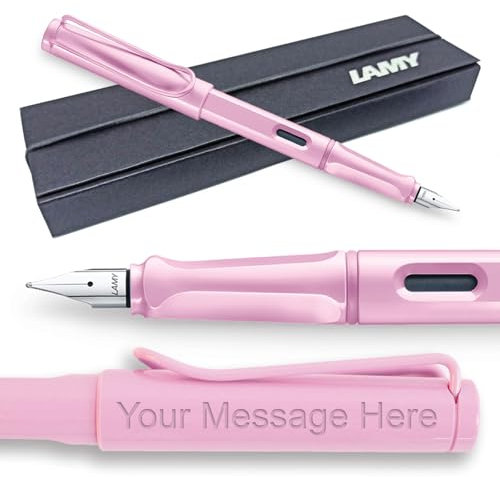 Lamy Safari Stylo plume personnalisable avec gravure Rose clair Pointe extra fine