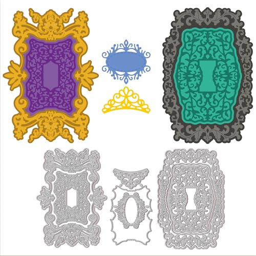 GLOBLELAND Stanzformen Mit Viktorianischem Spitzenrahmen Kronen Stanzungen Etikettenvorlage Schablone Für Kartengestaltung Dekoration DIY Scrapbooking Album Basteldekor
