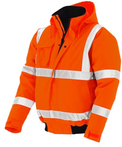 PKA Warnschutz Pilotenjacke für die Arbeit - Wasserdichte & Winddichte Arbeitsjacke in Orange Größe 4XL