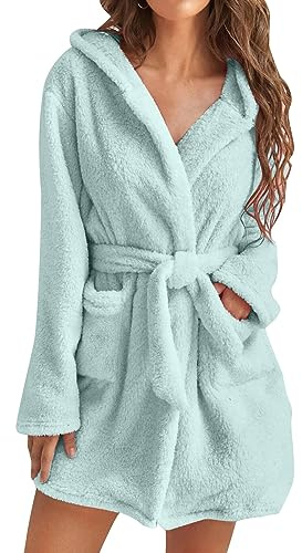 JokeLomple Peignoir Femme Serviette Bain - Peignoir Léger à Manches 3/4 Deux Poches et Ceinture Ajustable Grandes Tailles Manche Courte Peignoir Moelleux Éponge Douce Coton pour Spa Piscine Plage