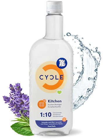 CYCLE Küchenreiniger Konzentrat 500 ml – Fettlöser für Küche mit 100 % natürlichen Inhaltsstoffen – Veganer Reiniger für Arbeitsflächen, Herd & Kühlschrank – Nachfüllpack für 5 l Putzmittel