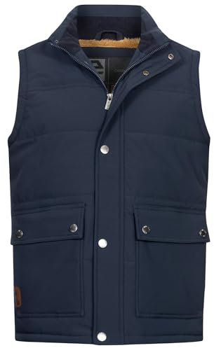 Indicode Herren INBellmil gefütterte Steppweste mit Reißverschluss und Stehkragen | Markenweste für Männer Navy, M