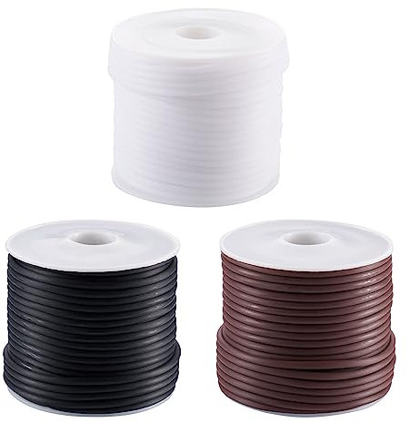 PandaHall - Cuerda de goma tubular de PVC de 30 m, 2 mm, color blanco, marrón, negro, para tejer ganchillo, manualidades, joyería