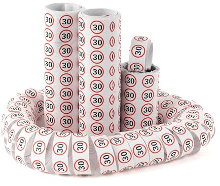 Tiwoca Deko zum 30. Geburtstag – rot-weiße Luftschlangen mit Verkehrsschild-Optik Zahl 30 – Ausgefallene Geburtstagsdeko und lustige Geschenkideen für Männer und Frauen
