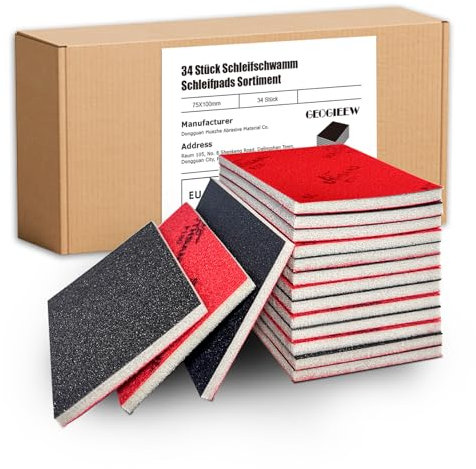 36 Stück Schleifschwamm, 320 Körnung Schleifblock, Weichschaum Sand Block Nass Trocken Schleifpapier für Modell Trockenbau Metall Holz Möbel Polieren