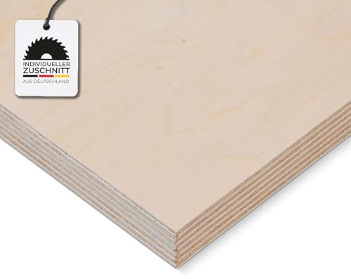 HausFux Multiplex-Platte nach Maß - 1,8 cm starkes Birken-Sperrholz, hohe Stabilität, kreuzweise verleimt - Handwerker-Qualität - Maßanfertigung (Natur, 60 x 60 cm)