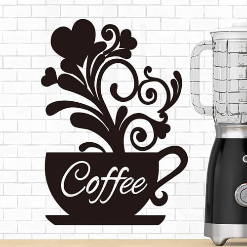 Zibeem Metal Cup Wall Art Coffee Bar Sign | Coffee Wall Art - Black Metal Coffee Cup Wall Decor with Fine Workmanship for Coffee Shop, Kitchen, Home Decoration