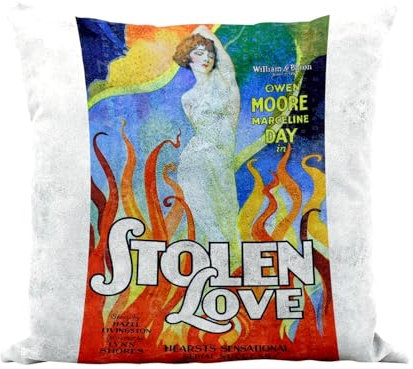 Fabulous Kissen aus Kunstleder, weiß, Art Deco Stolen Love, Filmposter Antik Vintage – 40 x 40 cm – Leder-Touch – Bezug und Kissen inklusive
