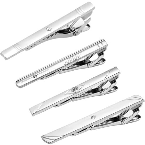 CJQRL 4 Pièces Pince à Cravate Homme, Pince Cravate Homme,Pince Cravate, é Pingle à Cravate Homme, Pince A Cravate Homme, Parfait pour les Cadeaux d'anniversaire et de Fête des Pères