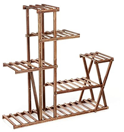 KWMAEEUID Pflanzenständer 5-lagige Pflanzenregale aus Holz, Regal, Ausstellungsregal, für Zuhause, drinnen und draußen, Hof, Garten, Terrasse, Balkon, Blumentopfständer, Blumenständer