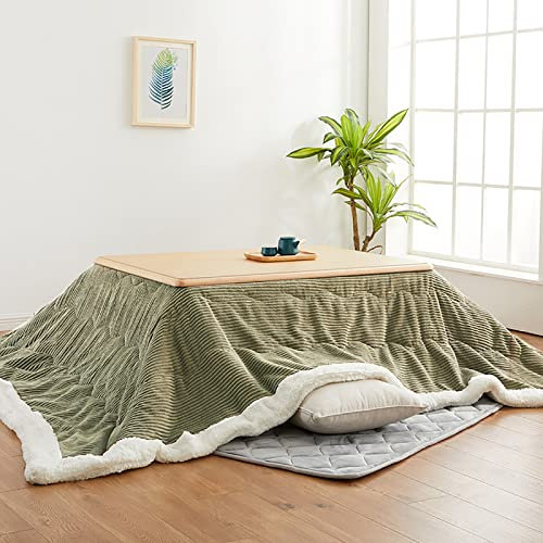 HDMOZUYT Japanischer Kotatsu-Tisch mit Heizung und Decke, Klapptisch aus Holz, Winterofentisch mit japanischer Futon-Bettdecke für Wohnzimmer, Schlafzimmer, Couchtisch