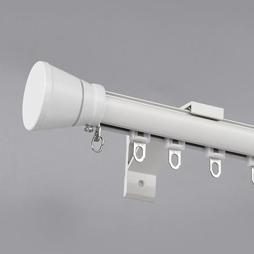 Tringle à rideau de douche coulissante pour chambre à coucher - Blanc - 3 m - Tringle à rideau de douche coulissante - Avec tiges coupables et fixations