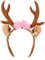 KarneLux Reh Haarreif Damen - Kostüm Accessoire für Karneval, Fasching oder Weihnachten - Rentier Geweih mit Ohren und Blumen