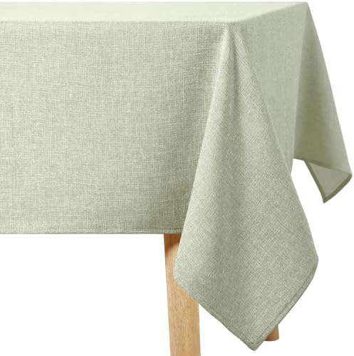 Homaxy Glitzer Tischdecke Abwaschbar Leinenoptik Rechteckig 100x140cm Tischtuch Wasserabweisend mit Lotuseffekt Fleckschutz Tischwäsche für Wohnzimmer, Esszimmer, Party, Hellgrün
