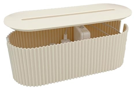 Uadme Kabelmanagementbox, Innovative, Einfache Kabelabdeckung FüR Den Schreibtisch, Kabelhalter, Steckdosen-Aufbewahrungsbox, Weiß
