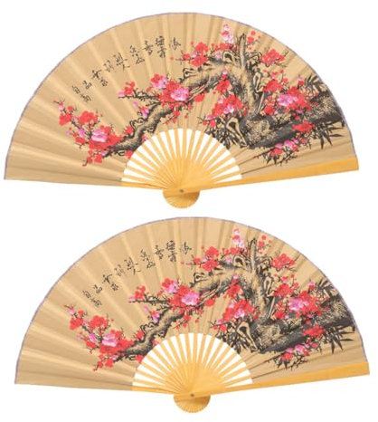 BIUDECO 2piezas Ventilador De Pared Oriental Abanico Tradicional Chino para Decoración De Bodas y Celebraciones Estilo Japonés Hecho para Salones y Actuaciones