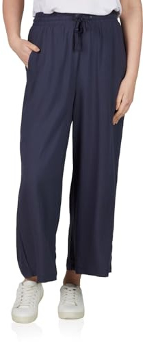 DENIMFY Palazzo - Pantaloni estivi da donna, vestibilità larga, taglia DFKate, pantaloni estivi leggeri, lunghezza alla caviglia, vita elasticizzata, tinta unita, motivo 100% viscosa, verde, bianco,