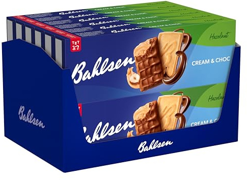 Bahlsen Hazelnut Cream & Choc - Kekse mit Haselnusscreme, 12x100g | Knuspriger Keks mit Vollmilchschokolade & cremiger Füllung aus gerösteten Haselnüssen – ideal für Familie & Büro