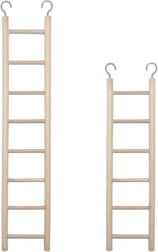 LWINGFLYER 2pcs Birdie Basics Wooden Bird Cage Climbing Ladder Toy Suitable for Long-tailed Parakeets Parakeets (6 Steps and 8 Steps)