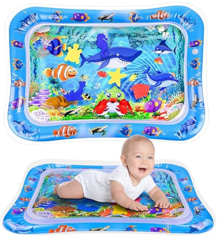 Alfombra Agua Bebe Tummy Time, Tapete de Agua Sensorial Bebe 3 6 9 Meses, Colchoneta de Agua Bebe sin BPA, Almohadilla Agua Inflable Juegos 0-6 Meses