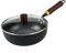 Bmdjdq Padella in ferro forgiato, pentola con coperchio in legno, superfici antiaderenti, struttura spessa, 40 x 20 x 10 cm, per casa, cucina, ristoranti, campeggio, escursionismo