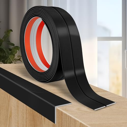 Flexible Moulding Trim Self Adhesive PVC Corner Trim Wall Corner Protectors Tile Edging Strip Wall Moulding for Ceiling Kitchen Worktop Edging (4cm×6m, Black)