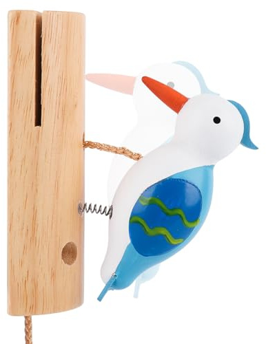 Ciphuoly Campanello a Picchio in Legno - Decorazione e Suoneria per Porta con Doppio Sistema di Fissaggio | Ideale per Casa sull'Albero, Giardino e Stanze dei Bambini | Regalo Originale e Naturale