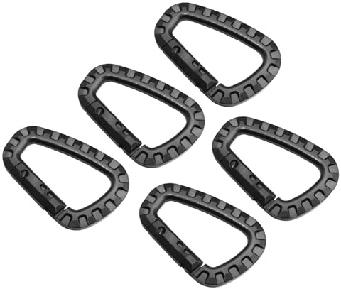 5 PCS Karabiner Kunststoff, Karabiner Plastik, Robuste & leichte Karabinerhaken in D-Form für Outdoor, Camping, Tactical Gear & Bundeswehr-Style, Kunststoffkarabiner für Rucksäcke, Wandern, Ausrüstung