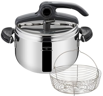 Lagostina Leggera, Pentola a Pressione con Cestello Incluso, Capacità 5 L | In Acciaio Inox, Fondo Irradial, Maniglie a Clip,Tecnologia Lagoeasy'up,Compatibile con Induzione