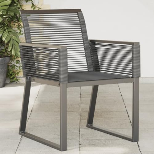 Nqyjm 2 Stück Outdoor Stuhl Gartenstuhl Schwarz Geflochten für Garten Strand Balkon Terrasse Camping Modell 2