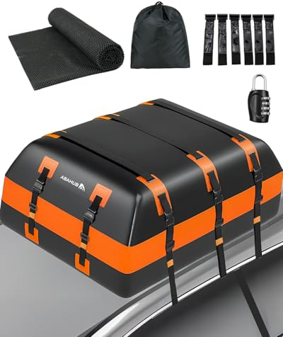 Abahub Auto Dachbox 840D Weich Faltbare wasserdichte Dachtasche mit Türhaken, Rutschfester Matte,Aufbewahrungstasche für Alle Autos mit/ohne Gepäckträger (850L)