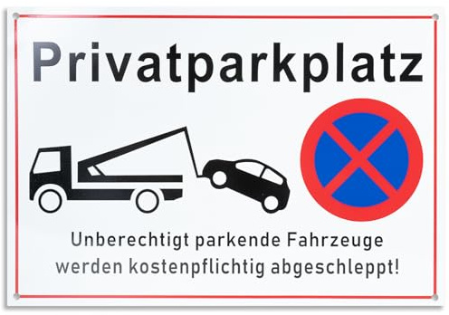 TEUYOE Cartello per parcheggio privato, 44 x 30 cm, segnale di avvertimento | alluminio da 1 mm, resistente ai raggi UV, resistente alle intemperie, antiruggine, con fori, incluso cuscinetto adesivo