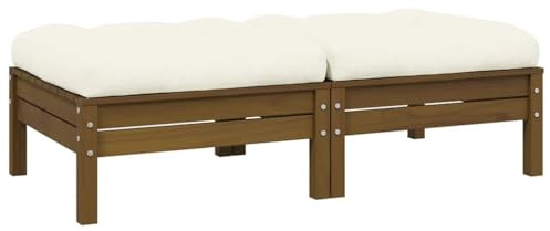 mzdioop Gartensofa 2-Sitzer mit Creme Kissen, Massivholz Kiefer, modularer Outdoor Loungesessel für Balkon, Terrasse, Veranda, Robustes Outdoor Möbel Set