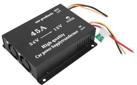 Masyrt 24V to 12V DC Converter 600W Voltage Regulator with Overload Guard Dual Fan Cooling for Cars Trucks RVs SUVs Buses (45A)