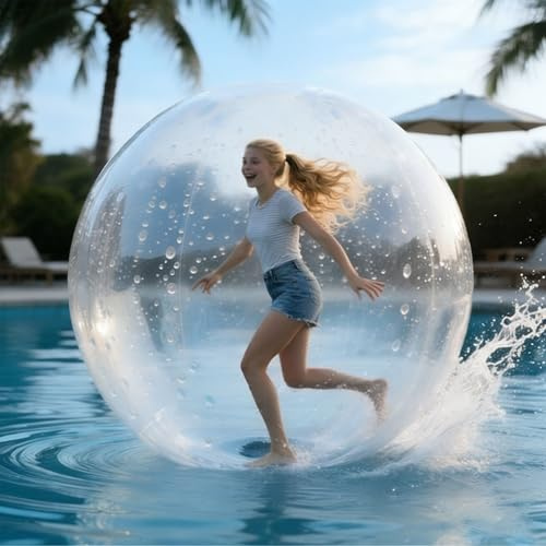 Inflatable Water Walking Ball, Human Hamster Ball with Air Pump, Waterproof Zips & Reinforced Seals, Clear Transparent Zorb Ball for Outdoor Fun, 1.5m Diameter