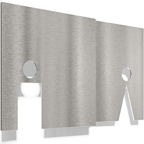 Edelstahl WC-Schilder Set – selbstklebend & pflegeleicht – Design Toiletten-Schilder – T.03.E