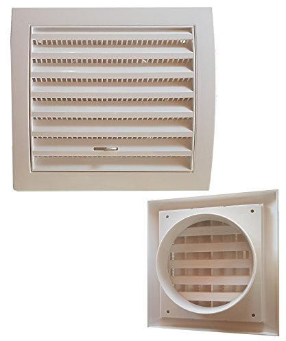Griglia d'aria di ventilazione, flusso regolabile, quadrata, 15 x 15, con ingresso 100 mm
