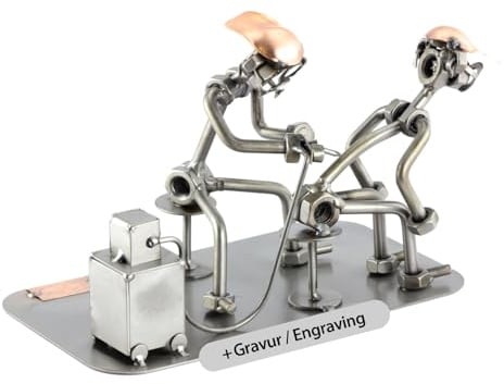 Steelman24 Schraubenmännchen Tätowierer mit persönlicher Gravur | Made in Germany,Handarbeit,Geschenkidee,Stahlfigur,Metallfigur