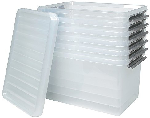 BRB 6X Aufbewahrungsbox mit Deckel, transparent, LxBxH 600x400x340 mm, 62 Liter Box